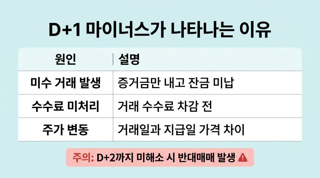 주식예수금 D+1, D+2