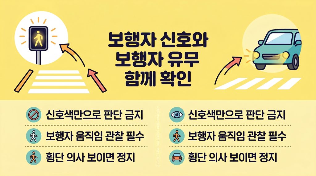 보행자 신호 우회전 단속 상황별 기준