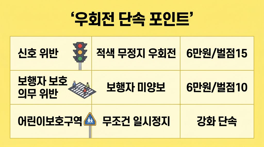 보행자 신호 우회전 단속 상황별 기준