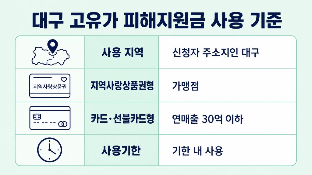 대구 고유가 피해지원금 사용처