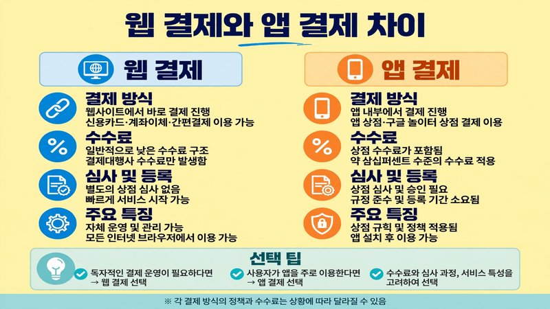 웹 결제와 앱 결제 차이