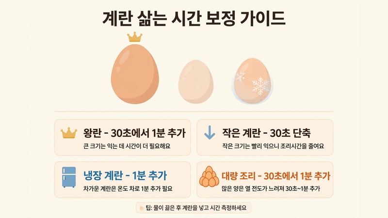 계란 삶는 시간 보정 가이드
