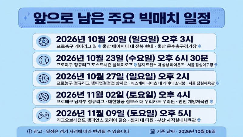 앞으로 남은 주요 빅매치 일정