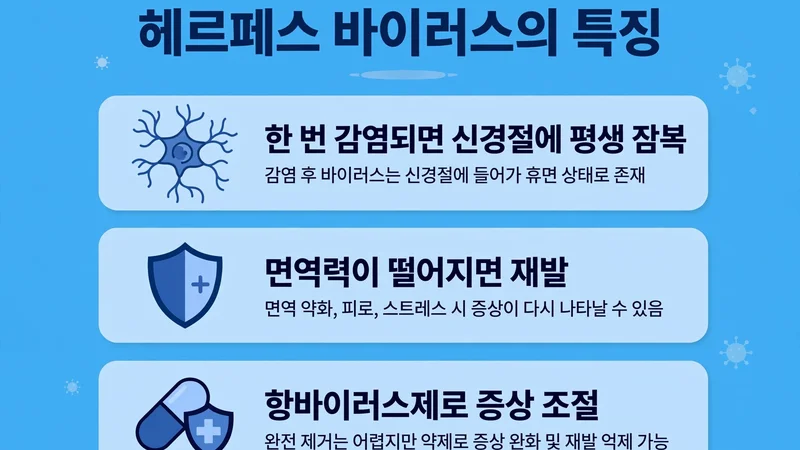 헤르페스 바이러스의 특징, 신경절 잠복과 재발
