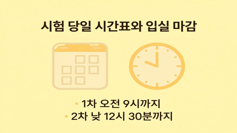 시험 당일 시간표와 입실 마감