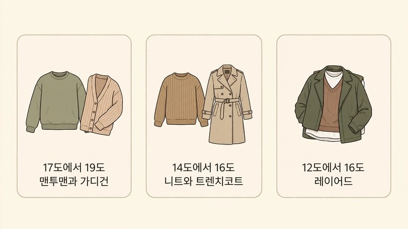 온도별 옷차림 간절기 구간 안내