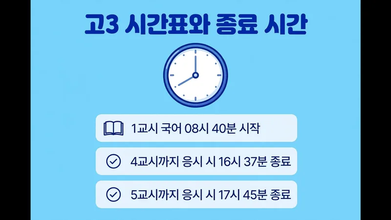 고3 시간표와 종료 시간 안내