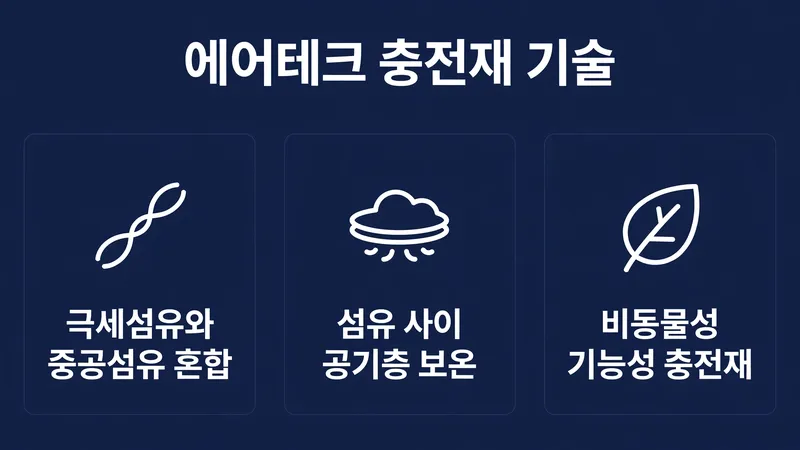 에어테크 충전재 기술, 극세섬유와 중공섬유 혼합 공기층 보온