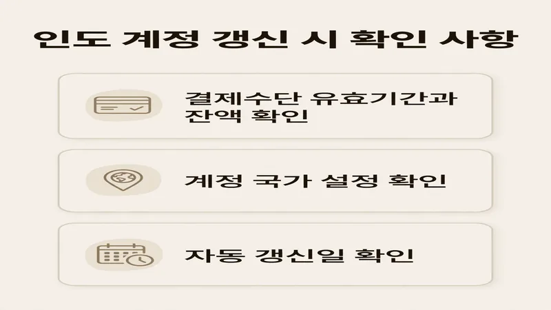 인도 계정 갱신 시 확인 사항