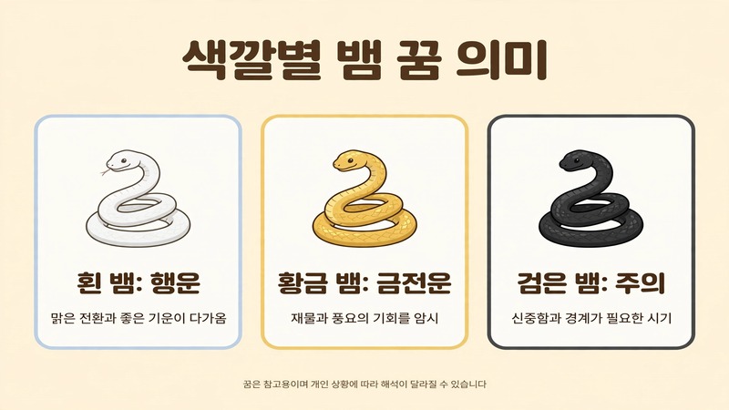 색깔별 뱀 꿈 의미 설명 이미지