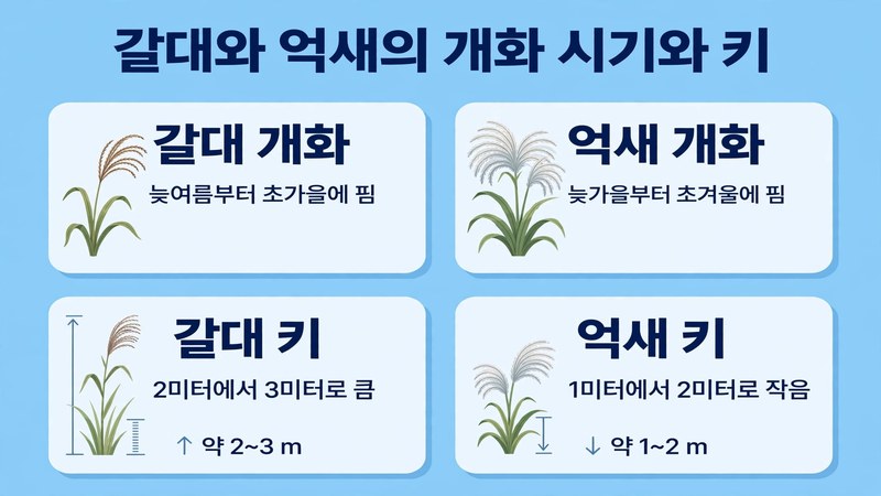 갈대와 억새의 개화 시기와 키