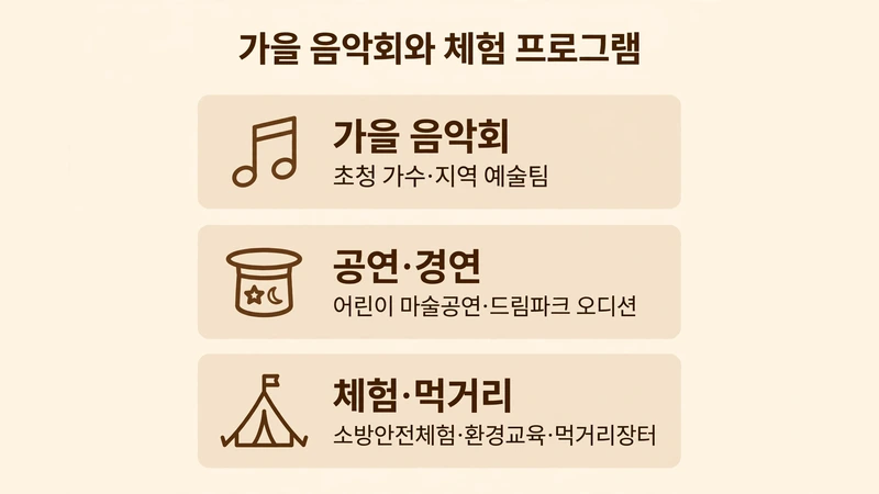 가을 음악회와 체험 프로그램 안내