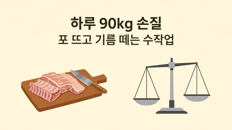 하루 90kg 갈비 손질