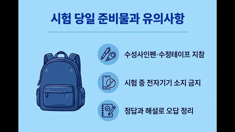시험 당일 준비물과 유의사항 안내