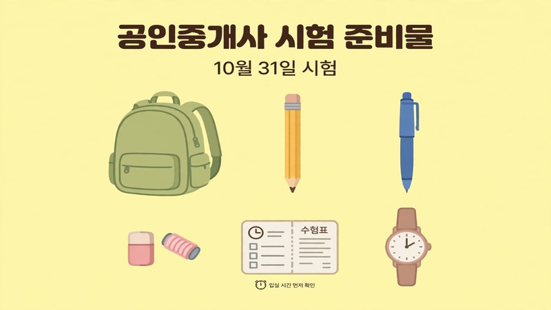 공인중개사 시험 준비물 10월 31일 입실 정리