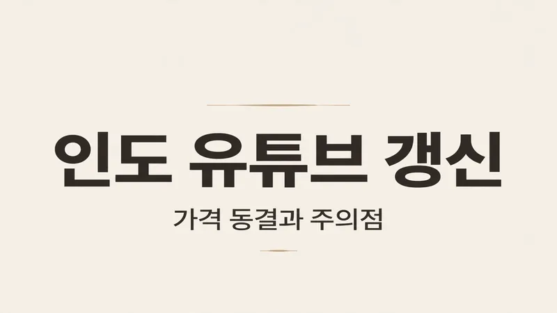 인도 유튜브 갱신 가격 동결과 주의점